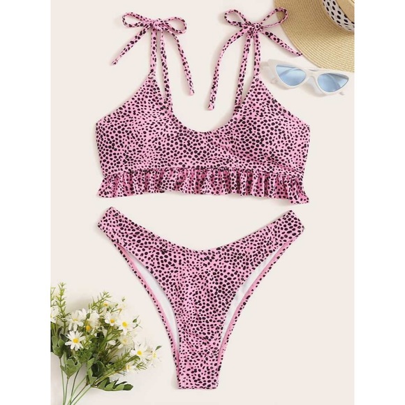SHEIN Other - Shein Pink Dalmatian Bikini
